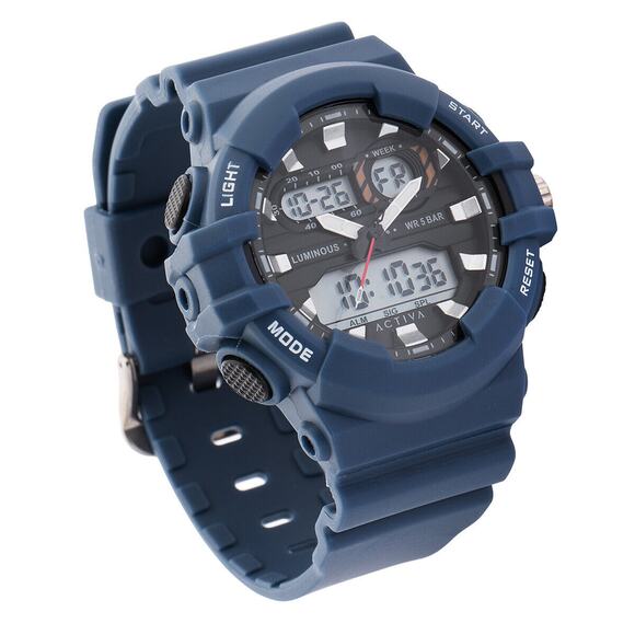 Activa Pixel X Invicta Digital Men's Watch illuminate analog - 50mm. Blue - Picture 1 of 3
